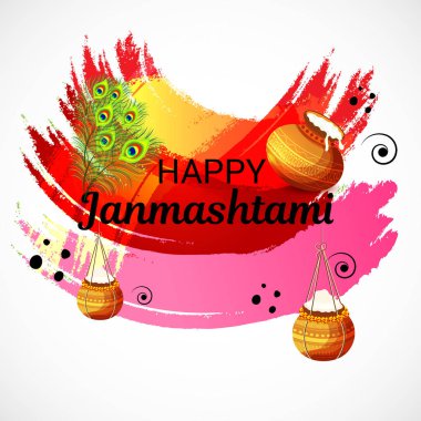 Mutlu Janmashtami Hint Festivali, Lord Krishna Doğum günü için bir arka plan vektör çizim.