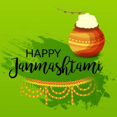 Mutlu Janmashtami Hint Festivali, Lord Krishna Doğum günü için bir arka plan vektör çizim.