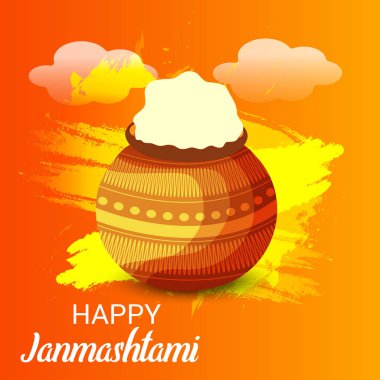 Mutlu Janmashtami Hint Festivali, Lord Krishna Doğum günü için bir arka plan vektör çizim.