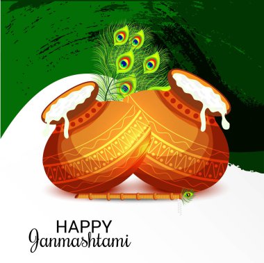 Mutlu Janmashtami Hint Festivali, Lord Krishna Doğum günü için bir arka plan vektör çizim.