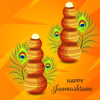 Mutlu Janmashtami Hint Festivali, Lord Krishna Doğum günü için bir arka plan vektör çizim.