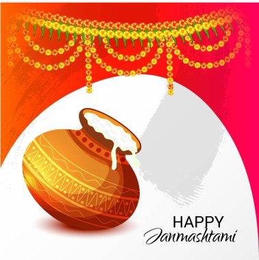 Mutlu Janmashtami Hint Festivali, Lord Krishna Doğum günü için bir arka plan vektör çizim.