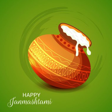 Mutlu Janmashtami Hint Festivali, Lord Krishna Doğum günü için bir arka plan vektör çizim.