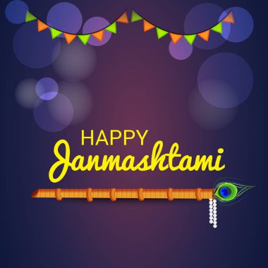 Mutlu Janmashtami Hint Festivali, Lord Krishna Doğum günü için bir arka plan vektör çizim.