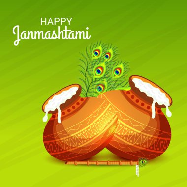 Mutlu Janmashtami Hint Festivali, Lord Krishna Doğum günü için bir arka plan vektör çizim.