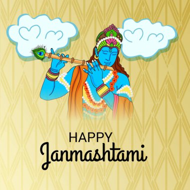 Mutlu Janmashtami Hint Festivali, Lord Krishna Doğum günü için bir arka plan vektör çizim.