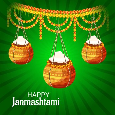 Mutlu Janmashtami Hint Festivali, Lord Krishna Doğum günü için bir arka plan vektör çizim.