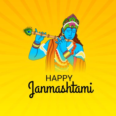 Mutlu Janmashtami Hint Festivali, Lord Krishna Doğum günü için bir arka plan vektör çizim.