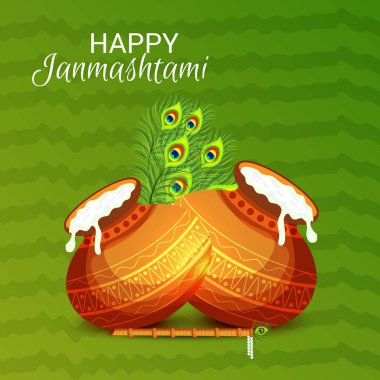 Mutlu Janmashtami Hint Festivali, Lord Krishna Doğum günü için bir arka plan vektör çizim.
