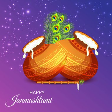 Mutlu Janmashtami Hint Festivali, Lord Krishna Doğum günü için bir arka plan vektör çizim.