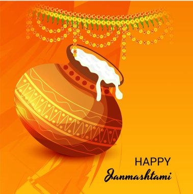 Mutlu Janmashtami Hint Festivali, Lord Krishna Doğum günü için bir arka plan vektör çizim.