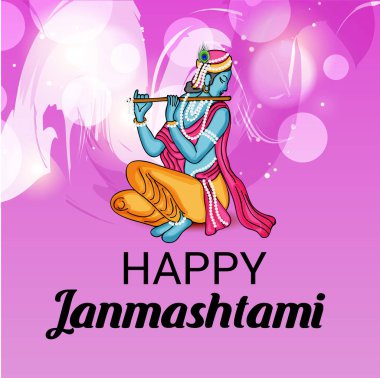 Mutlu Janmashtami Hint Festivali, Lord Krishna Doğum günü için bir arka plan vektör çizim.