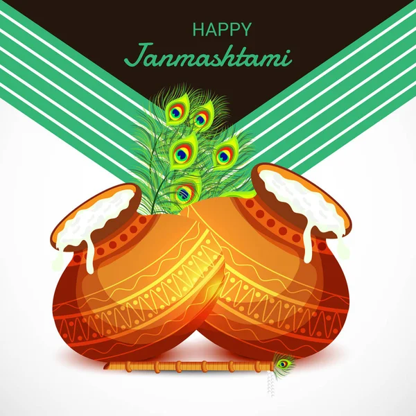 Ilustración Vectorial Fondo Para Feliz Festival Indio Janmashtami Del Señor — Vector de stock