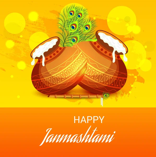 Ilustración Vectorial Fondo Para Feliz Festival Indio Janmashtami Del Señor — Vector de stock