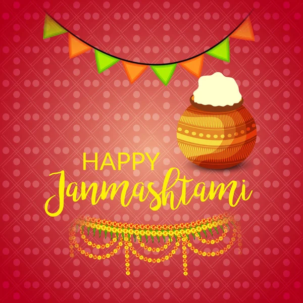 Ilustración Vectorial Fondo Para Feliz Festival Indio Janmashtami Del Señor — Vector de stock