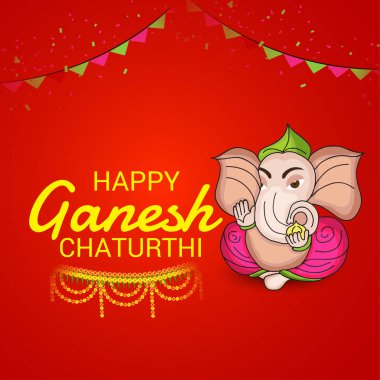 Ganesh Chaturthi kutlama Festivali için vektör çizim yaratıcı kartı, Poster veya başlık sayfası.