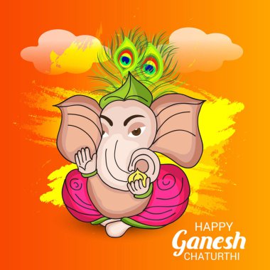 Ganesh Chaturthi kutlama Festivali için vektör çizim yaratıcı kartı, Poster veya başlık sayfası.