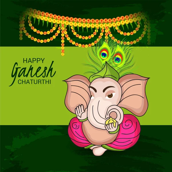 Ilustração Vetorial Cartão Criativo Cartaz Banner Para Celebração Festival Ganesh —  Vetores de Stock