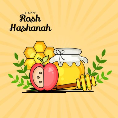 Rosh Hashanah Yahudi yeni yıl tatili için bir afiş vektör çizim.
