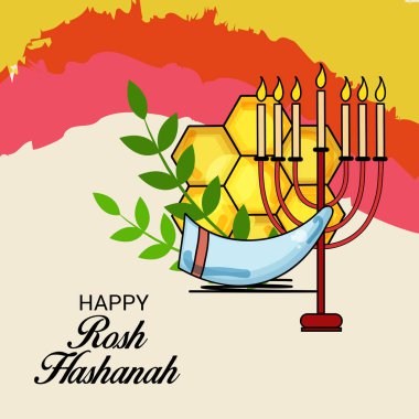 Rosh Hashanah Yahudi yeni yıl tatili için bir afiş vektör çizim.