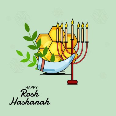Rosh Hashanah Yahudi yeni yıl tatili için bir afiş vektör çizim.