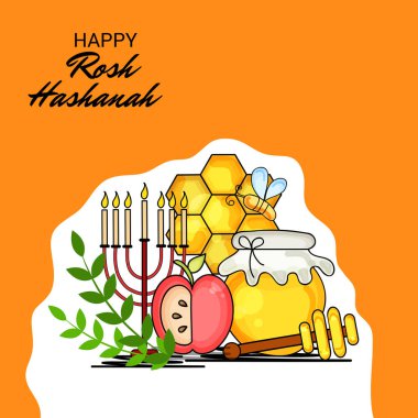 Rosh Hashanah Yahudi yeni yıl tatili için bir afiş vektör çizim.