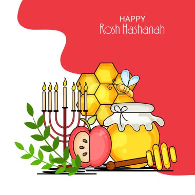 Rosh Hashanah Yahudi yeni yıl tatili için bir afiş vektör çizim.