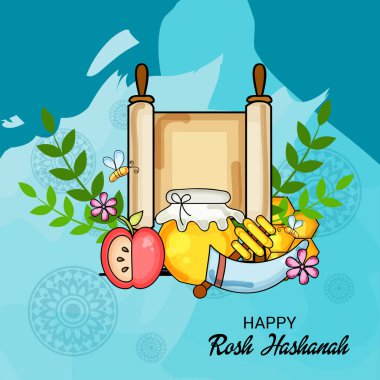 Rosh Hashanah Yahudi yeni yıl tatili için bir afiş vektör çizim.