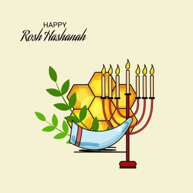 Rosh Hashanah Yahudi yeni yıl tatili için bir afiş vektör çizim.