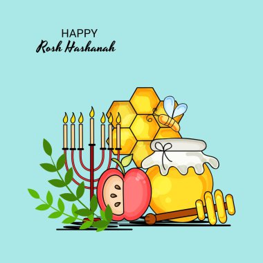 Rosh Hashanah Yahudi yeni yıl tatili için bir afiş vektör çizim.