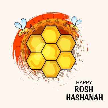 Rosh Hashanah Yahudi yeni yıl tatili için bir afiş vektör çizim.