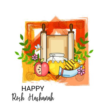 Rosh Hashanah Yahudi yeni yıl tatili için bir afiş vektör çizim.