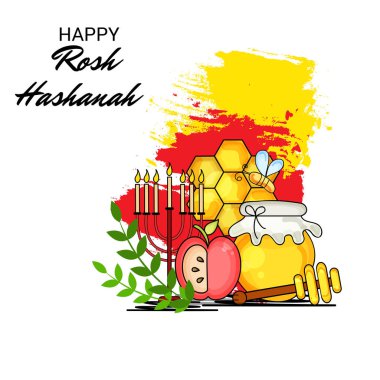 Rosh Hashanah Yahudi yeni yıl tatili için bir afiş vektör çizim.