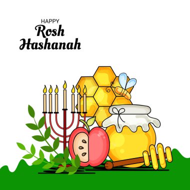Rosh Hashanah Yahudi yeni yıl tatili için bir afiş vektör çizim.