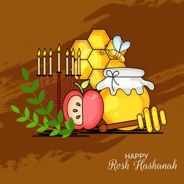 Rosh Hashanah Yahudi yeni yıl tatili için bir afiş vektör çizim.