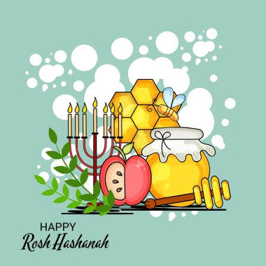 Rosh Hashanah Yahudi yeni yıl tatili için bir afiş vektör çizim.