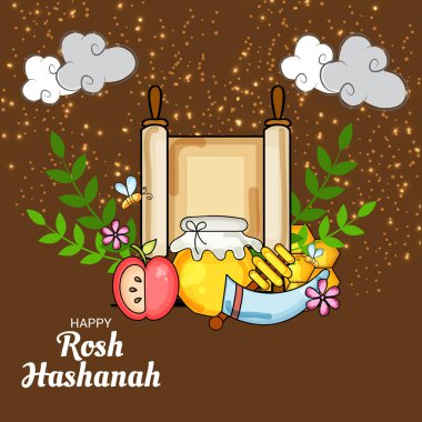 Rosh Hashanah Yahudi yeni yıl tatili için bir afiş vektör çizim.