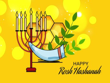 Rosh Hashanah Yahudi yeni yıl tatili için bir afiş vektör çizim.