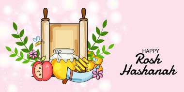Rosh Hashanah Yahudi yeni yıl tatili için bir afiş vektör çizim.