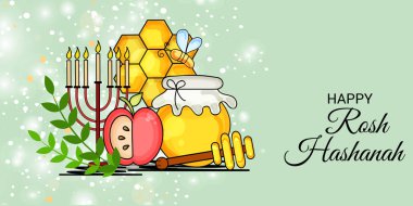 Rosh Hashanah Yahudi yeni yıl tatili için bir afiş vektör çizim.