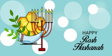 Rosh Hashanah Yahudi yeni yıl tatili için bir afiş vektör çizim.