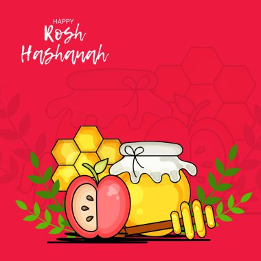Rosh Hashanah Yahudi yeni yıl tatili için bir afiş vektör çizim.