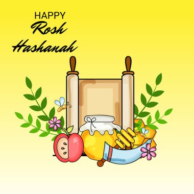 Rosh Hashanah Yahudi yeni yıl tatili için bir afiş vektör çizim.