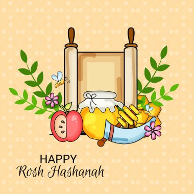Rosh Hashanah Yahudi yeni yıl tatili için bir afiş vektör çizim.