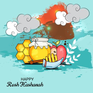 Rosh Hashanah Yahudi yeni yıl tatili için bir afiş vektör çizim.