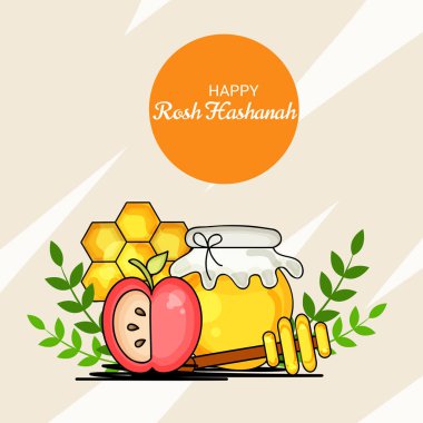 Rosh Hashanah Yahudi yeni yıl tatili için bir afiş vektör çizim.