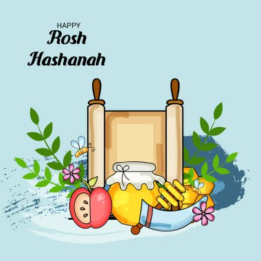 Rosh Hashanah Yahudi yeni yıl tatili için bir afiş vektör çizim.