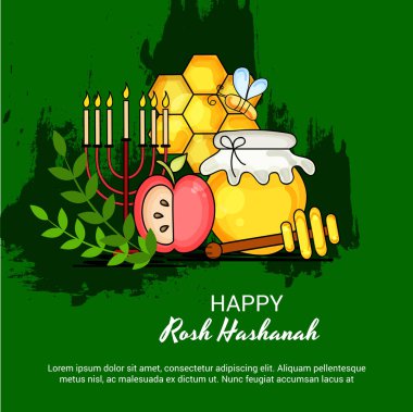 Rosh Hashanah Yahudi yeni yıl tatili için bir afiş vektör çizim.