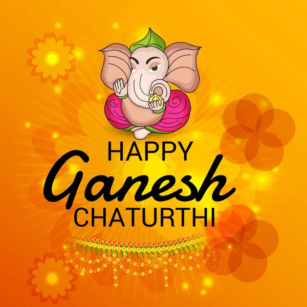 Ilustração Vetorial Cartão Criativo Cartaz Banner Para Celebração Festival Ganesh —  Vetores de Stock