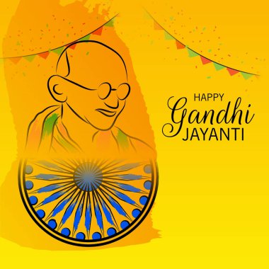 2 Ekim Gandhi Jayanti Kutlamaları için Vektör illüstrasyonu.